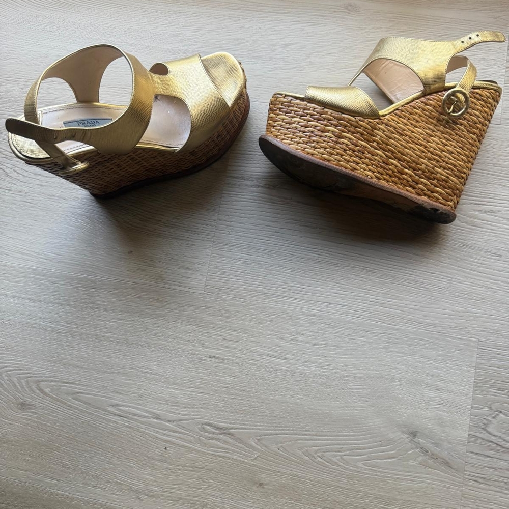 Prada Gold Platform Heels - Picture 3 of 5